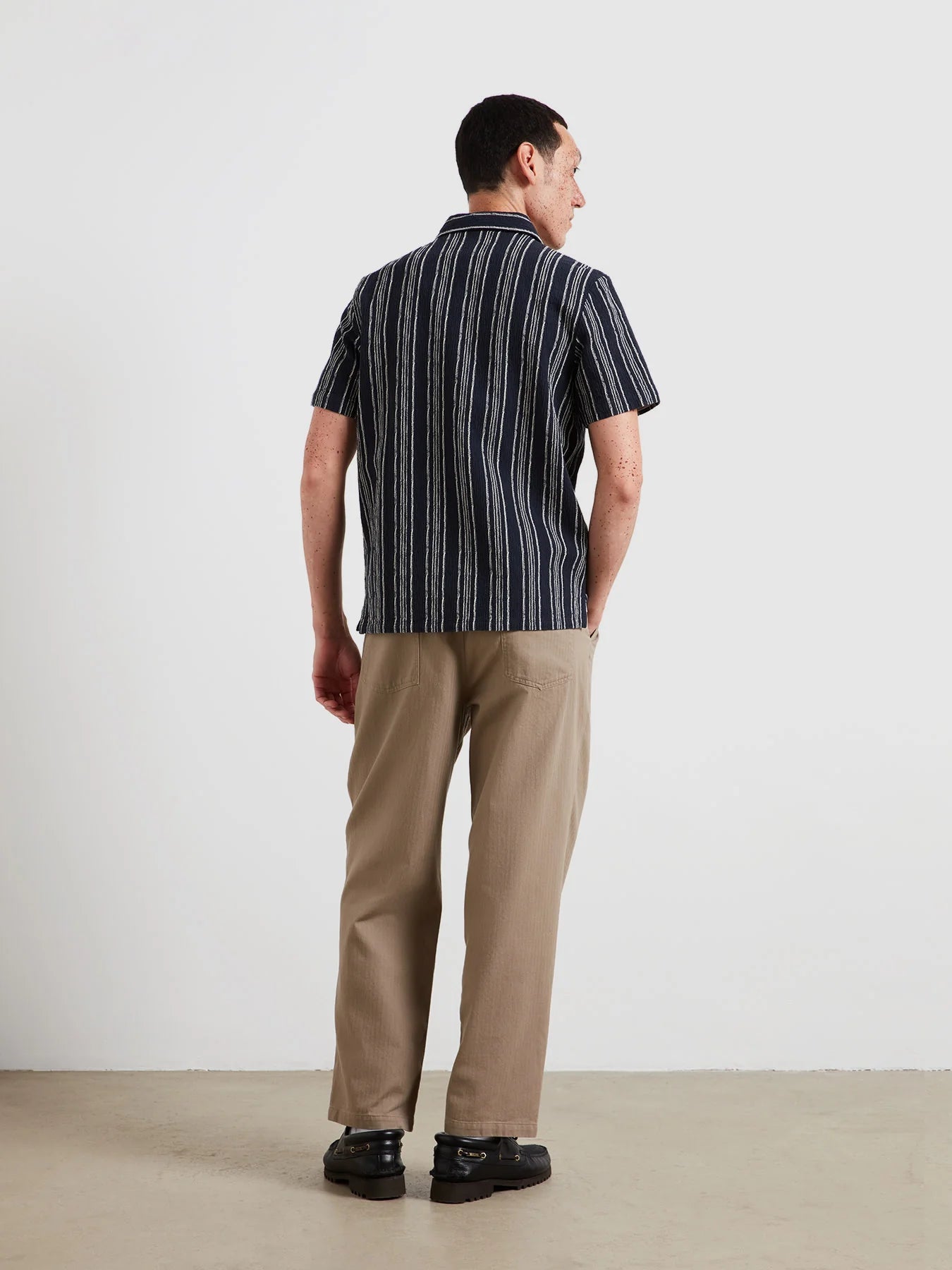 Farah Simon Striped Short Sleeve Shirt In True Navy