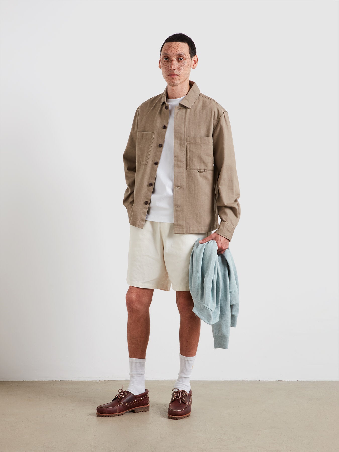 Farah Marshall Overshirt In Ashen Taupe