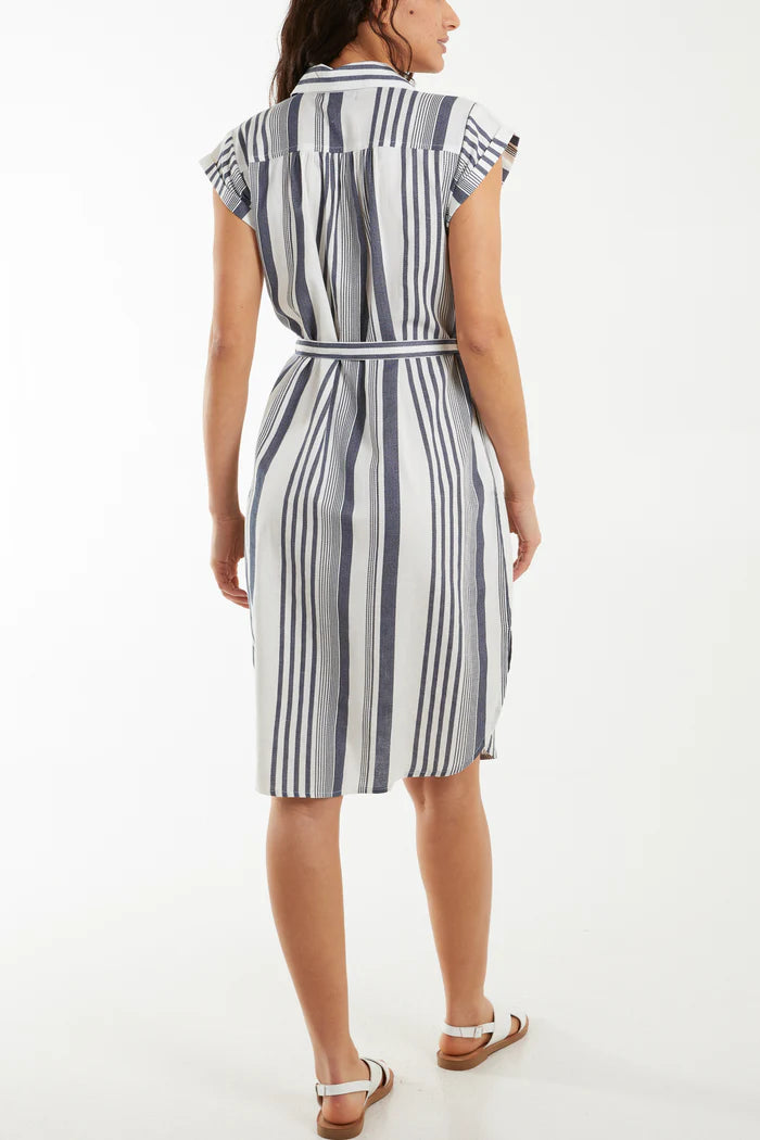 Nova of London Stripe Button Front Shirt Dress