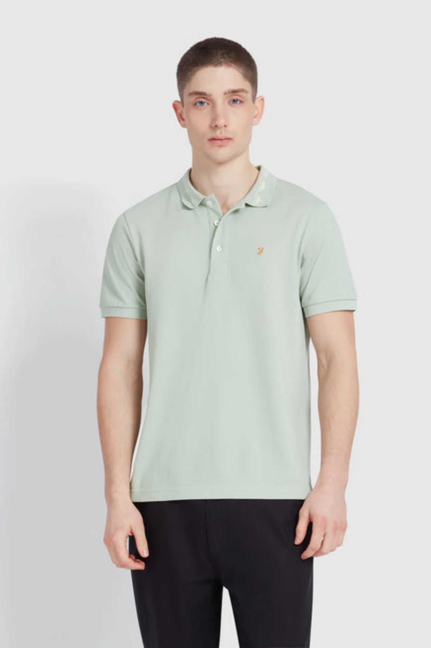 Farah Reeves Zig Zag Tipped Collar Polo Shirt