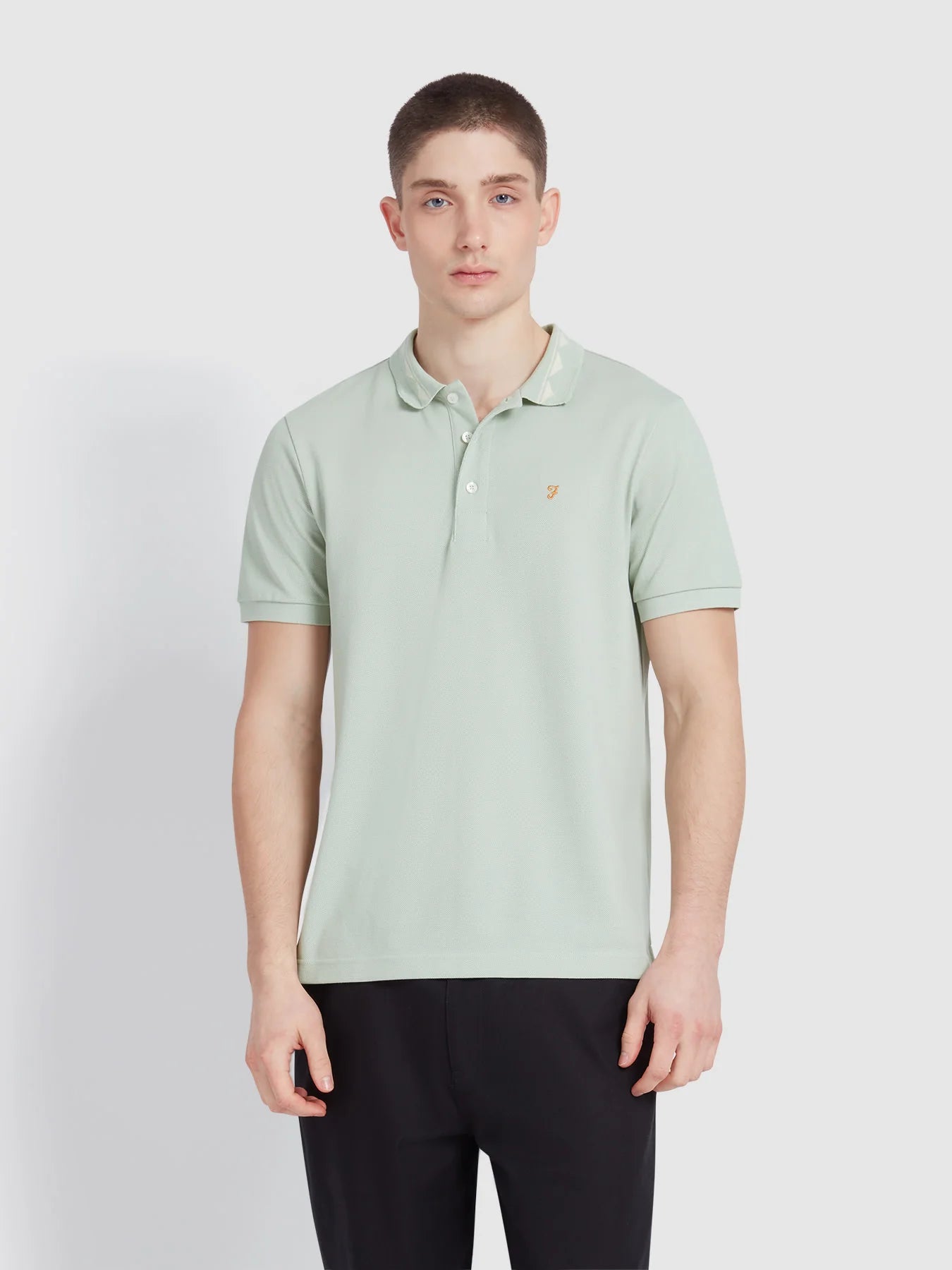 Farah Reeves Zig Zag Tipped Collar Polo Shirt
