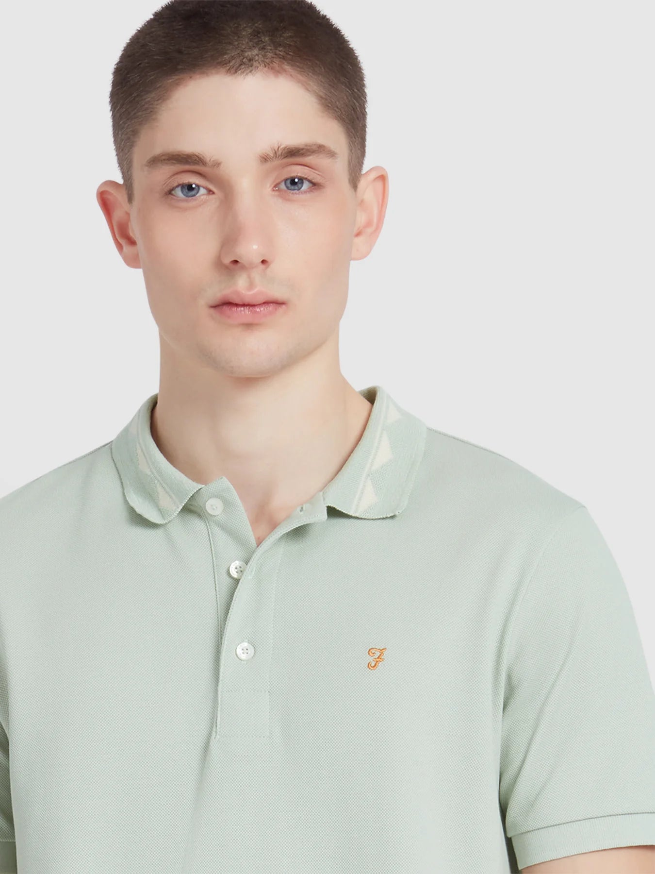 Farah Reeves Zig Zag Tipped Collar Polo Shirt