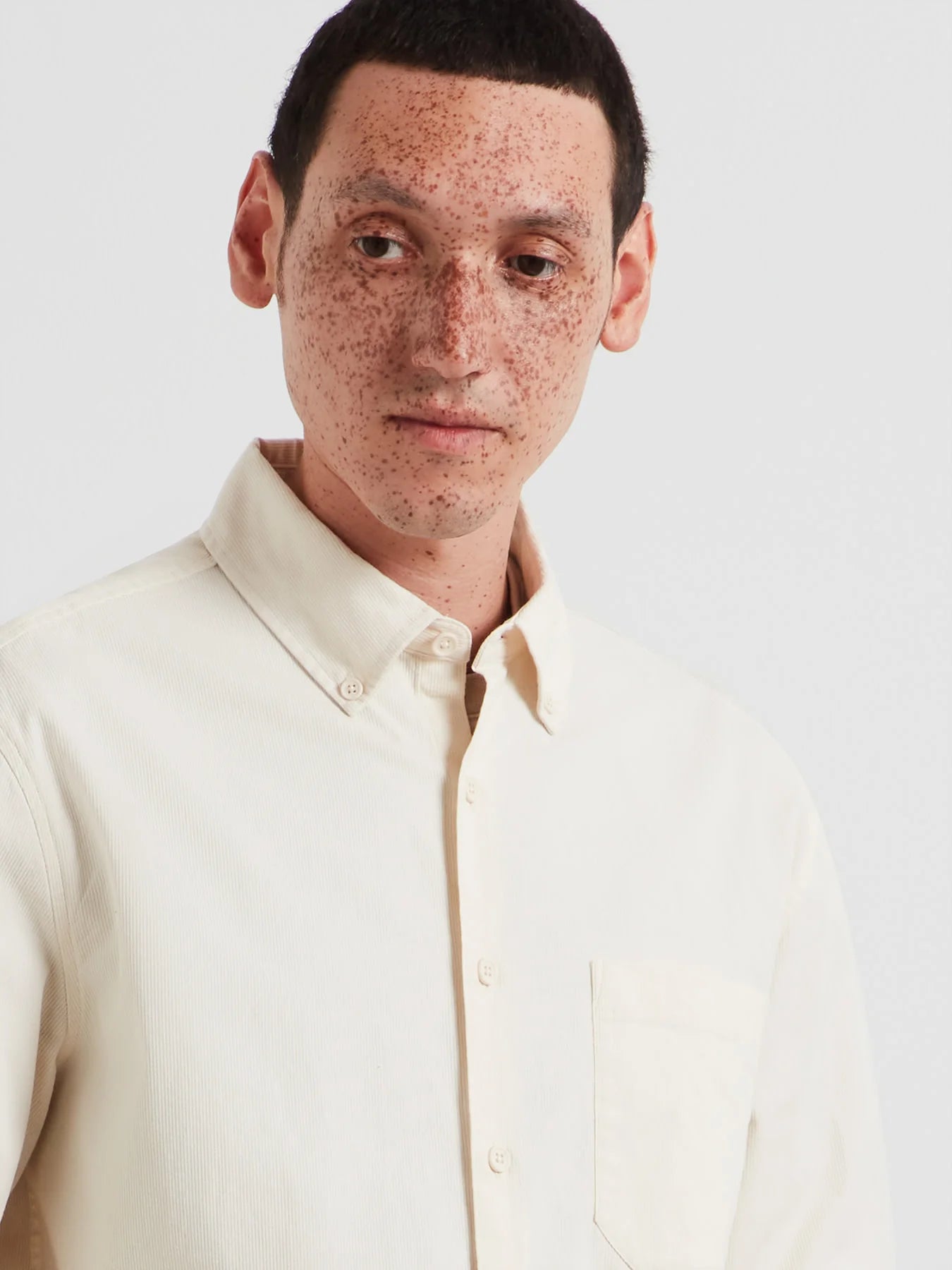 Farah Netherton Bedford Cord Shirt In Ecru