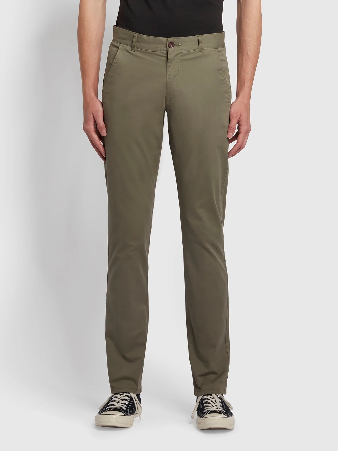 Farah Elm Regular Fit Organic Cotton Twill Chinos In Vintage Green