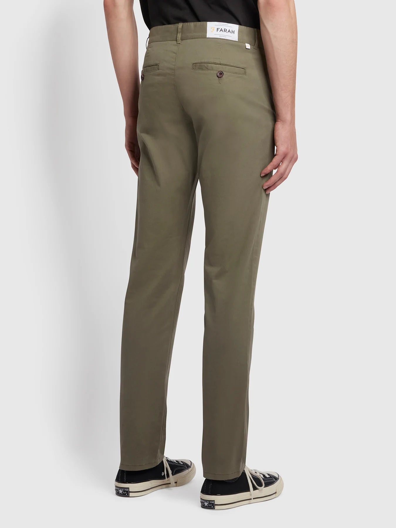 Farah Elm Regular Fit Organic Cotton Twill Chinos In Vintage Green