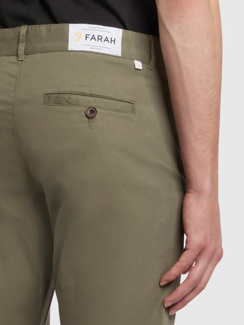 Farah Elm Regular Fit Organic Cotton Twill Chinos In Vintage Green