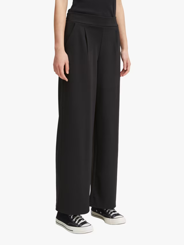 ICHI Kate Wide Leg Trousers, Black