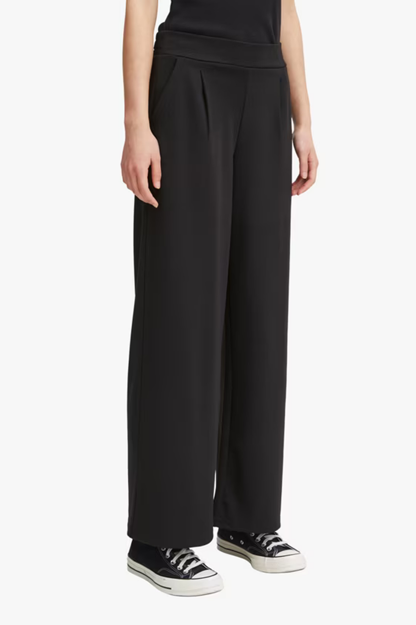 ICHI Kate Wide Leg Trousers, Black