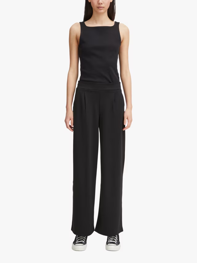 ICHI Kate Wide Leg Trousers, Black