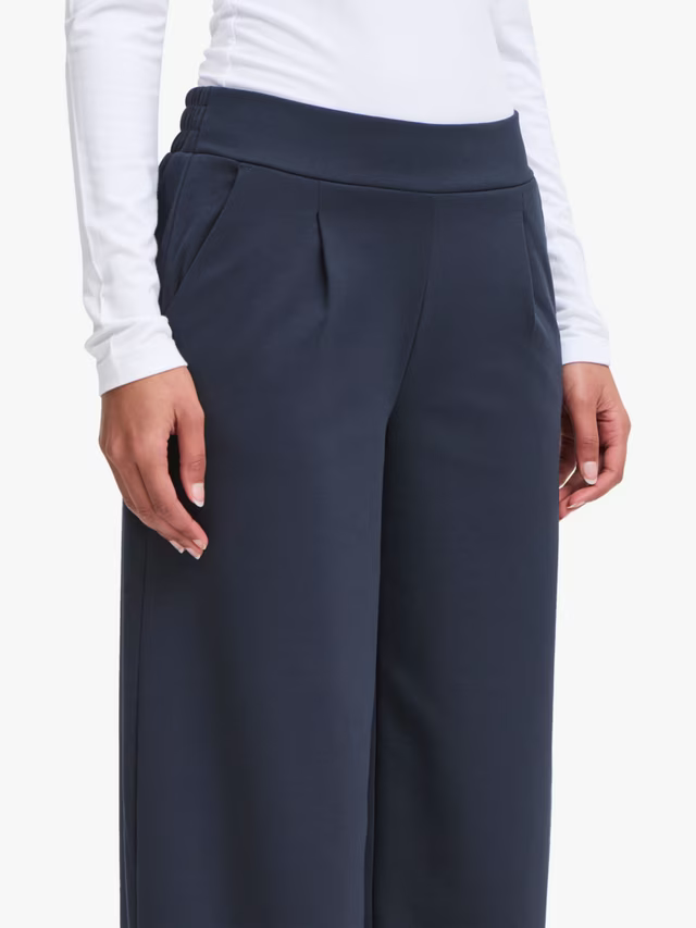 ICHI Kate Wide Leg Trousers, Total Eclipse