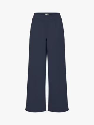 ICHI Kate Wide Leg Trousers, Total Eclipse