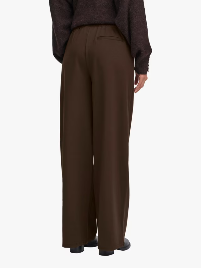 ICHI Kate Wide Leg Tailored Trousers, Chocolate Torte