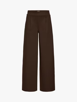 ICHI Kate Wide Leg Tailored Trousers, Chocolate Torte