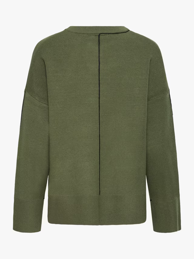 ICHI Ballia Crew Neck Jumper, Rifle Green