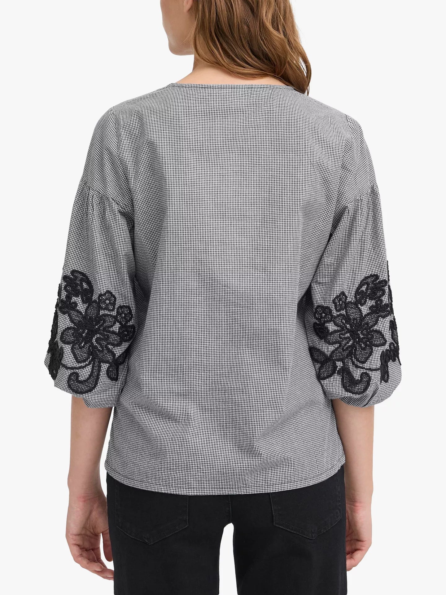 Ichi Ihfloza Tie-Neck Cotton Blouse, Eclipse