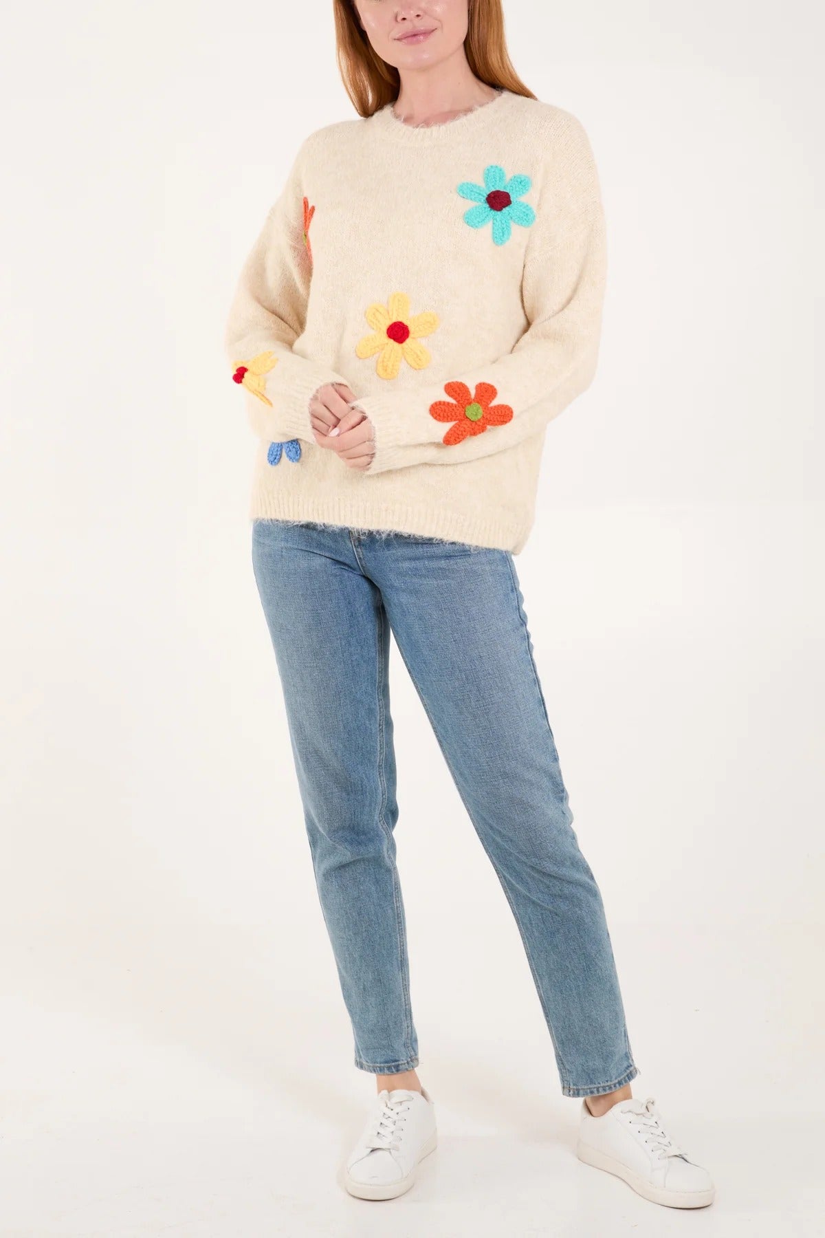 Nova of London Colourful Flower Knit Round Neck Jumper