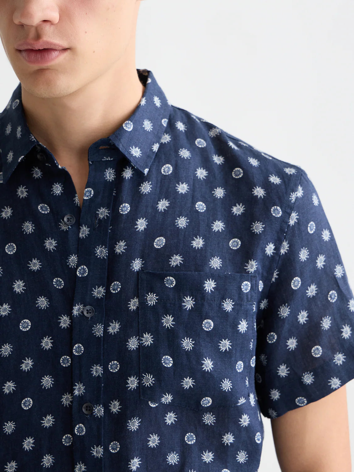 Scotch and Soda Printed linen short sleeve shirt