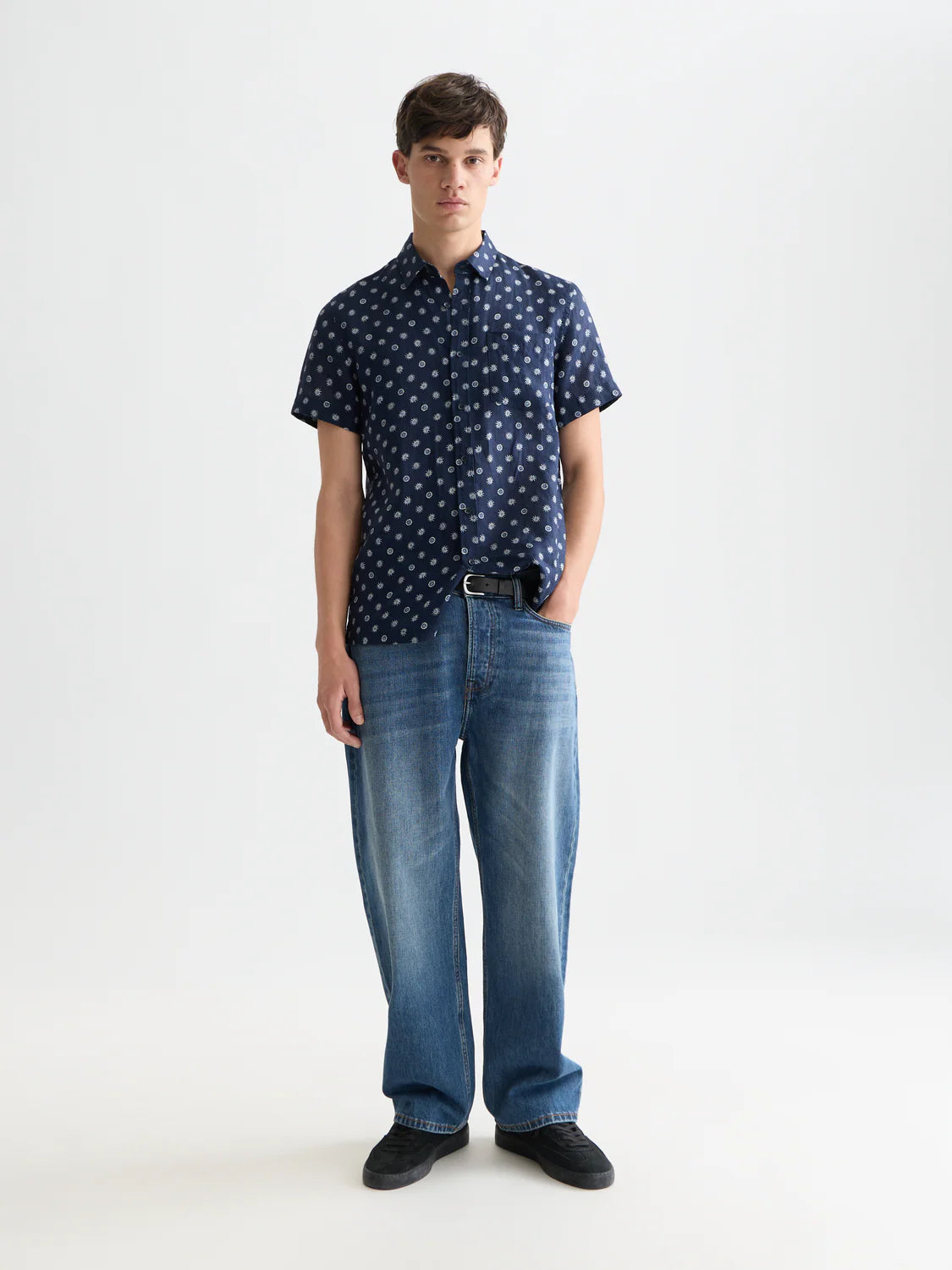 Scotch and Soda Printed linen short sleeve shirt