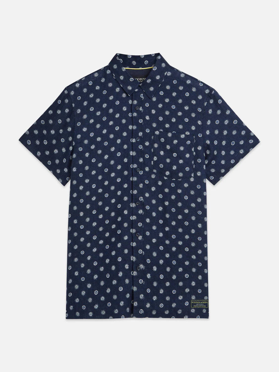 Scotch and Soda Printed linen short sleeve shirt