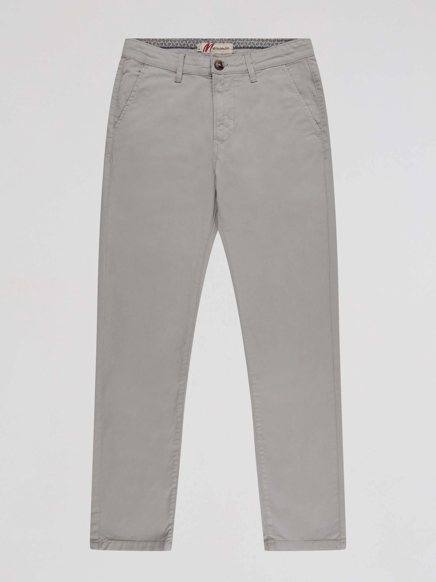 Mish Mash Slim Fit Mid Stretch Cotton Bromley Lt Grey Chino Trousers