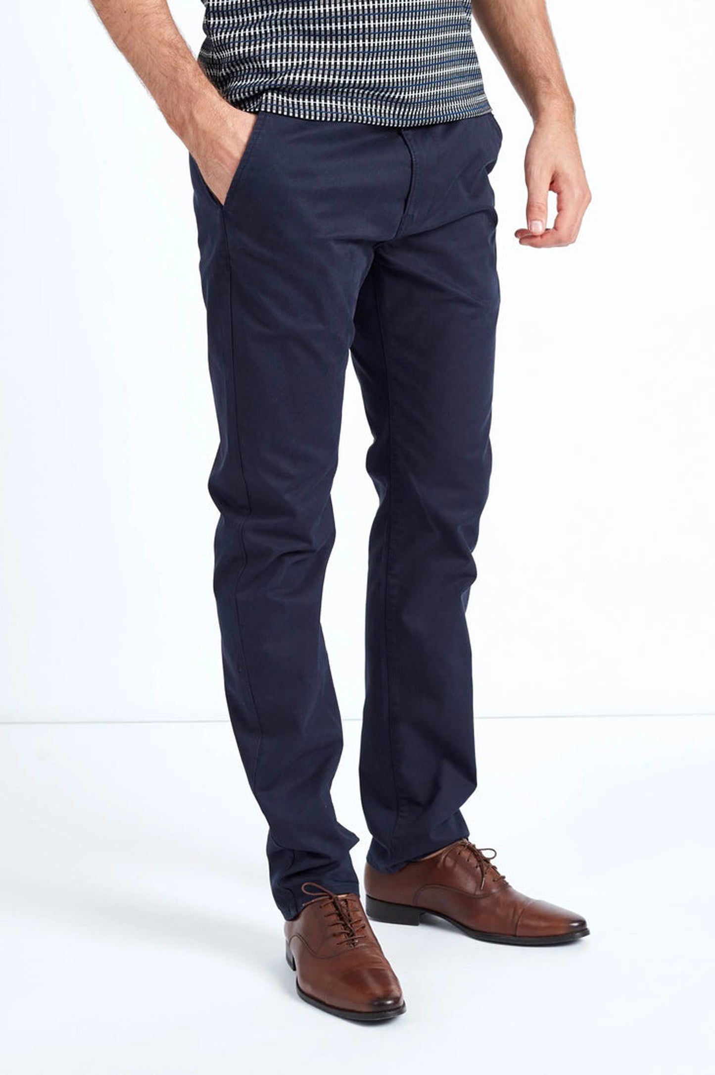 Mish Mash Slim Fit Mid Stretch Cotton Bromley Navy Chino Trousers