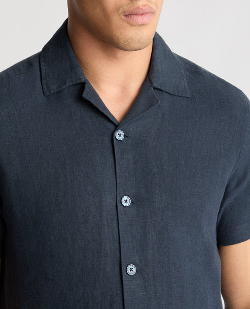 Remus Uomo Tapered Fit Short Sleeve Linen Shirt