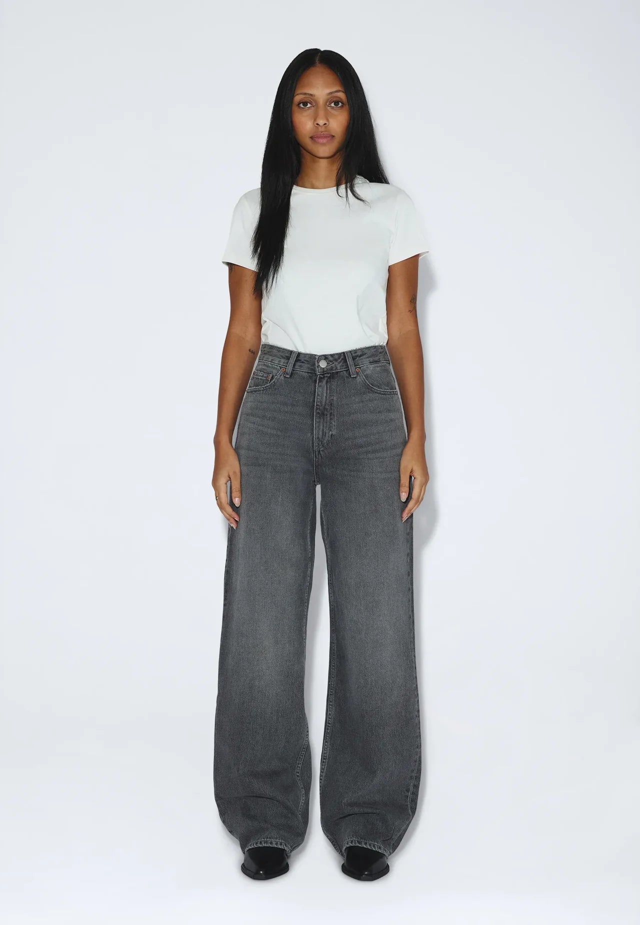 Dr. Denim Donna High Relaxed - Mid Grey Used