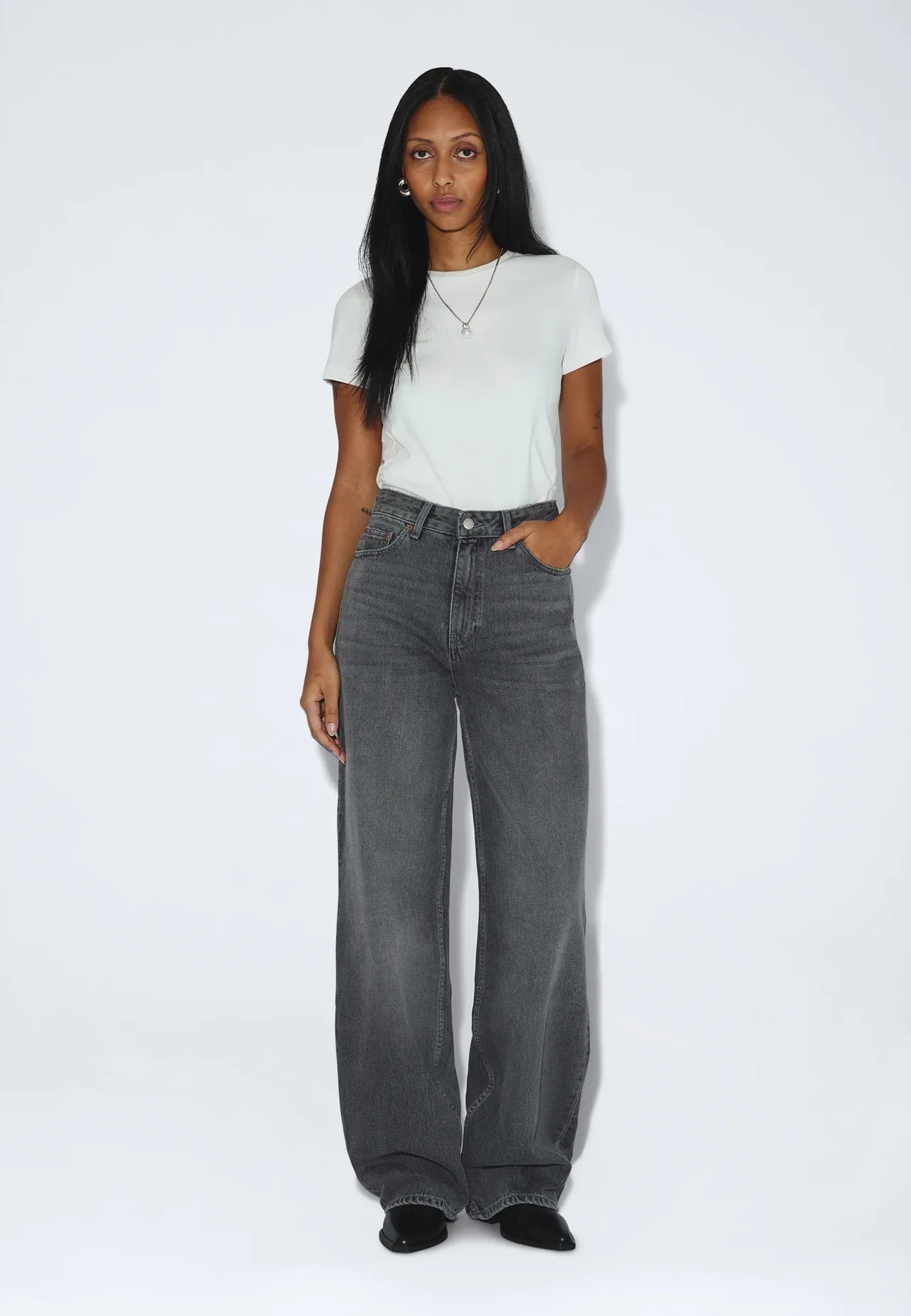 Dr. Denim Donna High Relaxed - Mid Grey Used