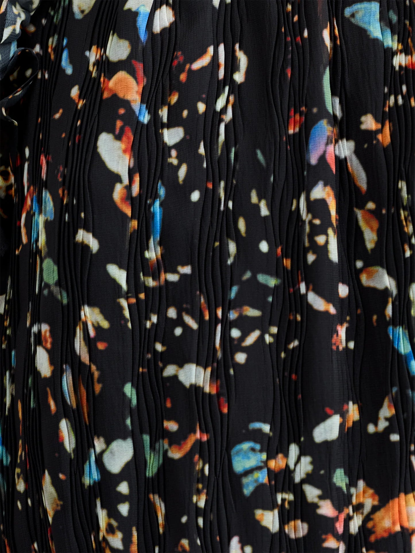 French Connection Kylie Black Abstract Printed Ruffle Mini Dress