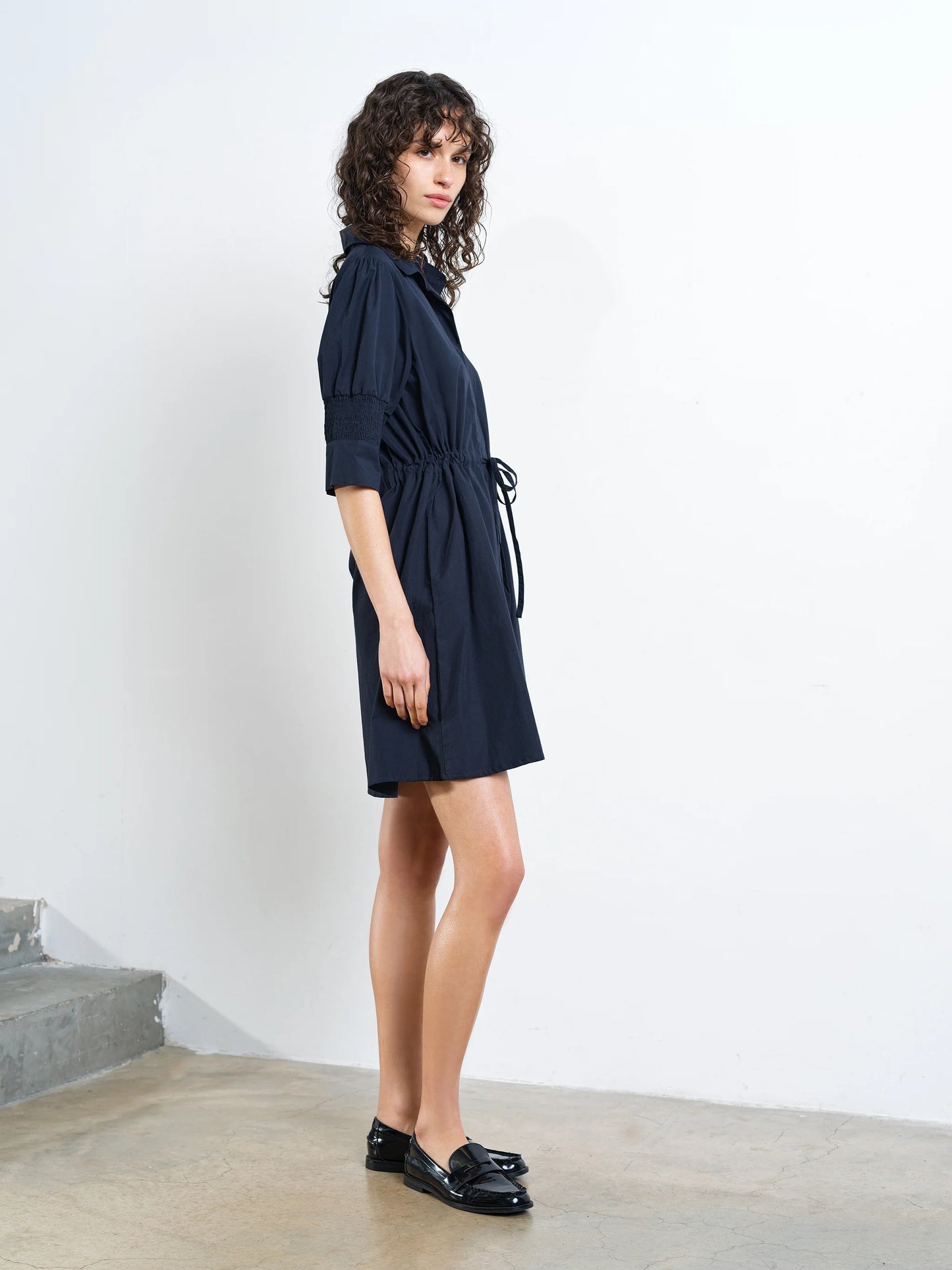 French Connection Cambria Cotton Cinched Waist Shirt Dress