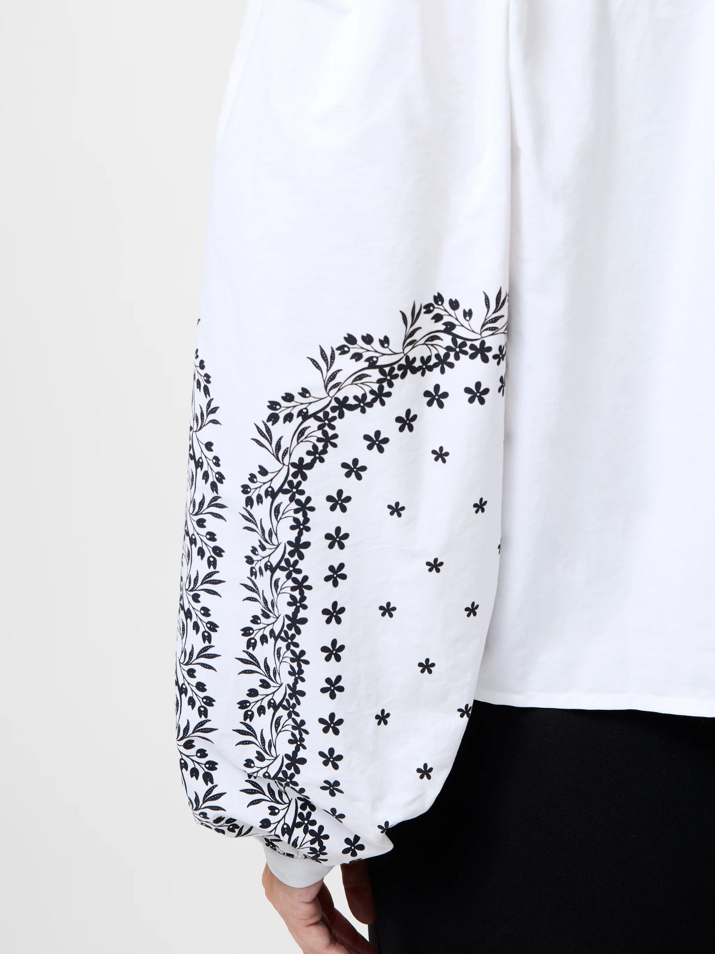 French Connection Cambria Cotton Floral Sleeve Tie Up Shirt