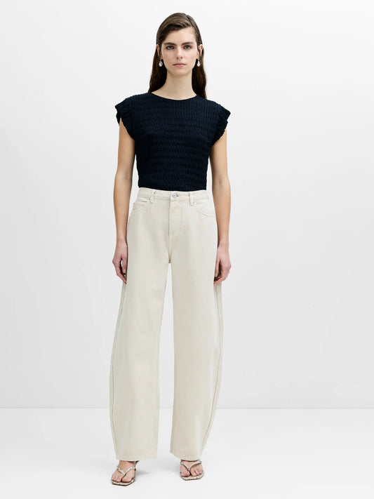 French Connection Misa Relaxed Cream Curved Leg Jeans