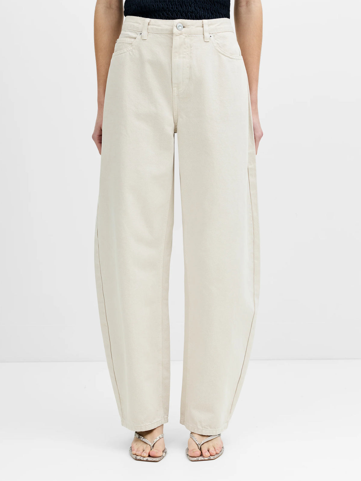 French Connection Misa Relaxed Cream Curved Leg Jeans