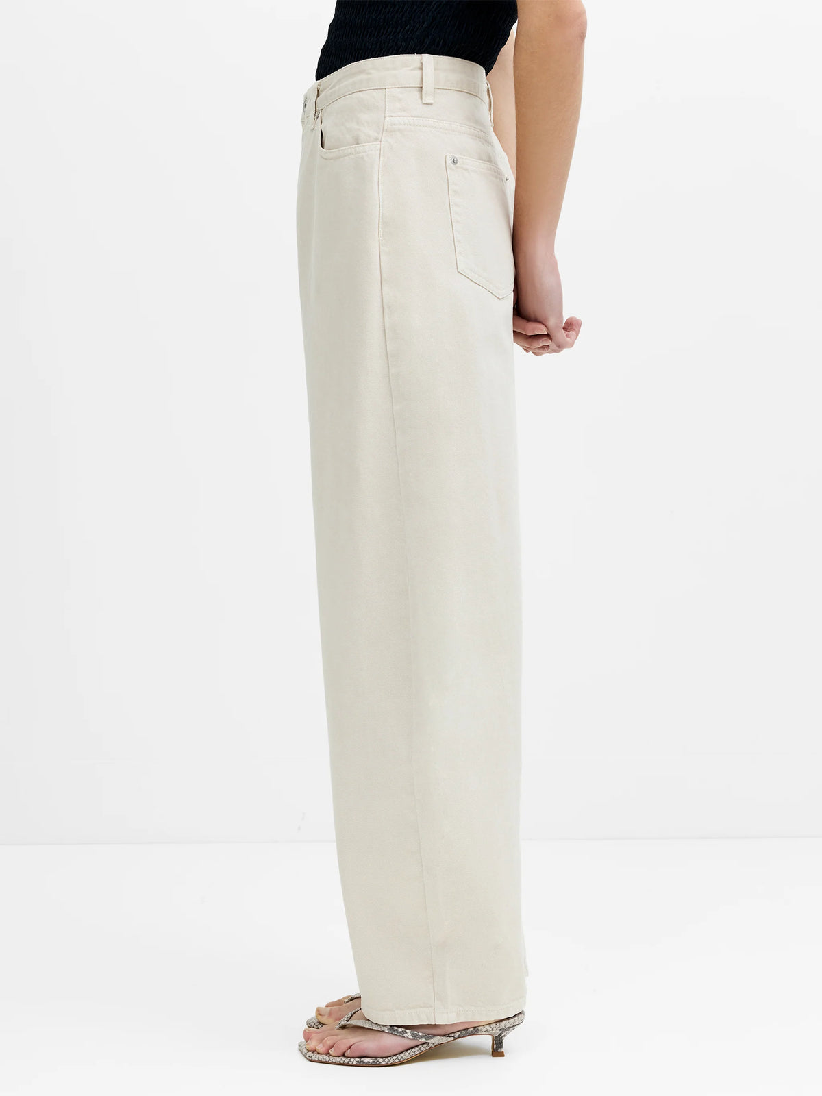 French Connection Misa Relaxed Cream Curved Leg Jeans