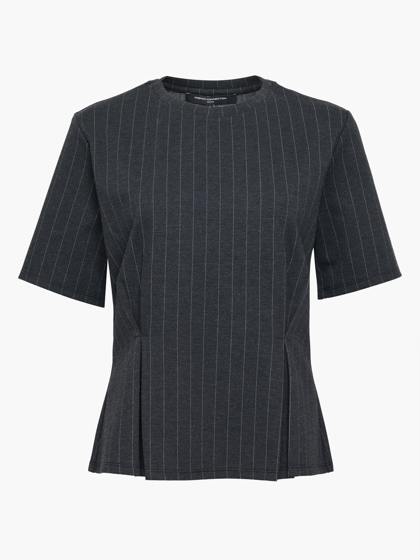 French Connection Sarai Grey Pinstripe Pleat Detail T-Shirt