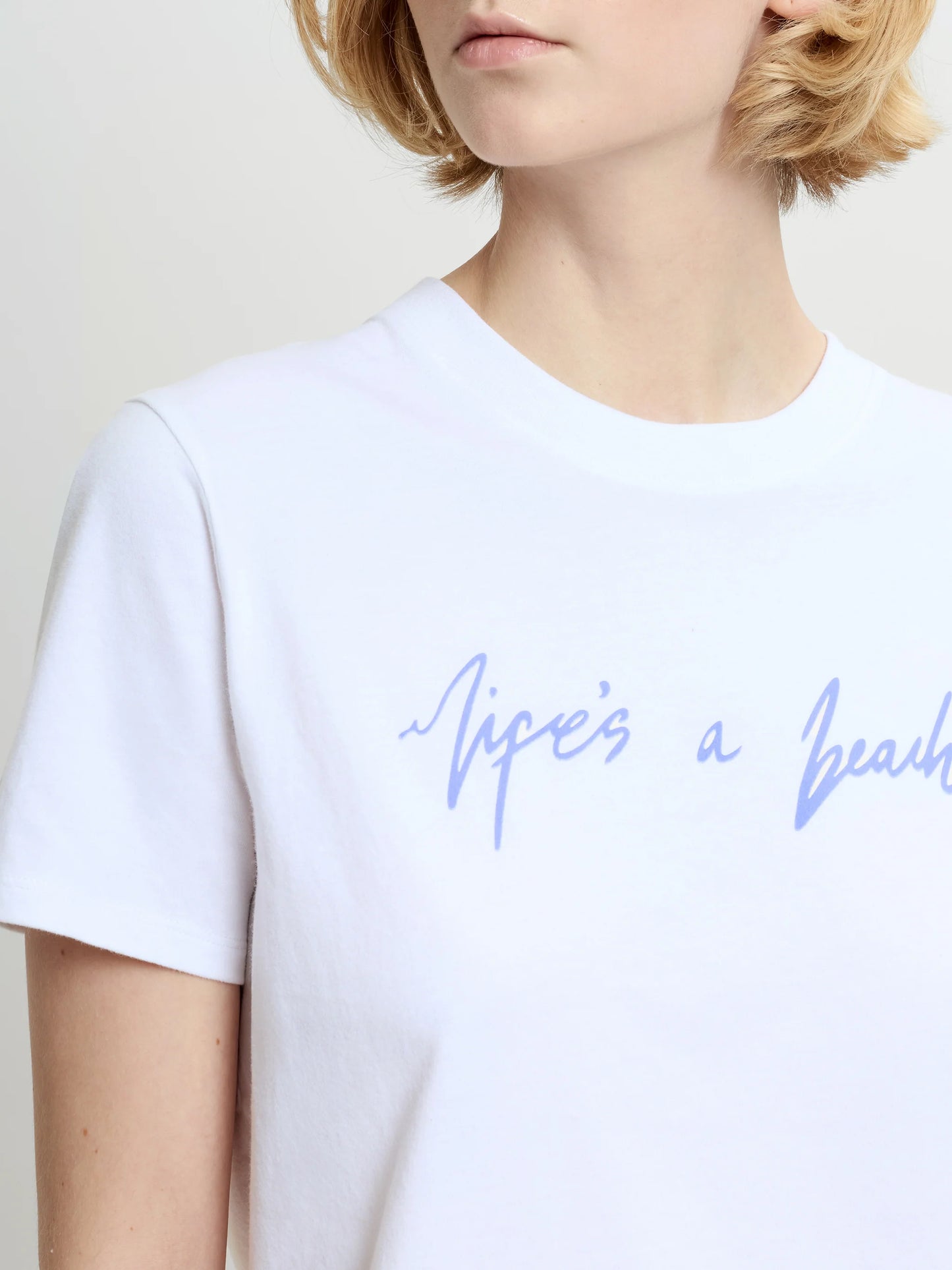 French Connection Life's A Beach White Peached Cotton T-Shirt