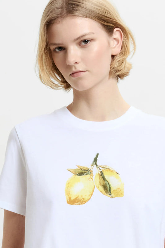 French Connection Lemons White Cotton Graphic T-Shirt