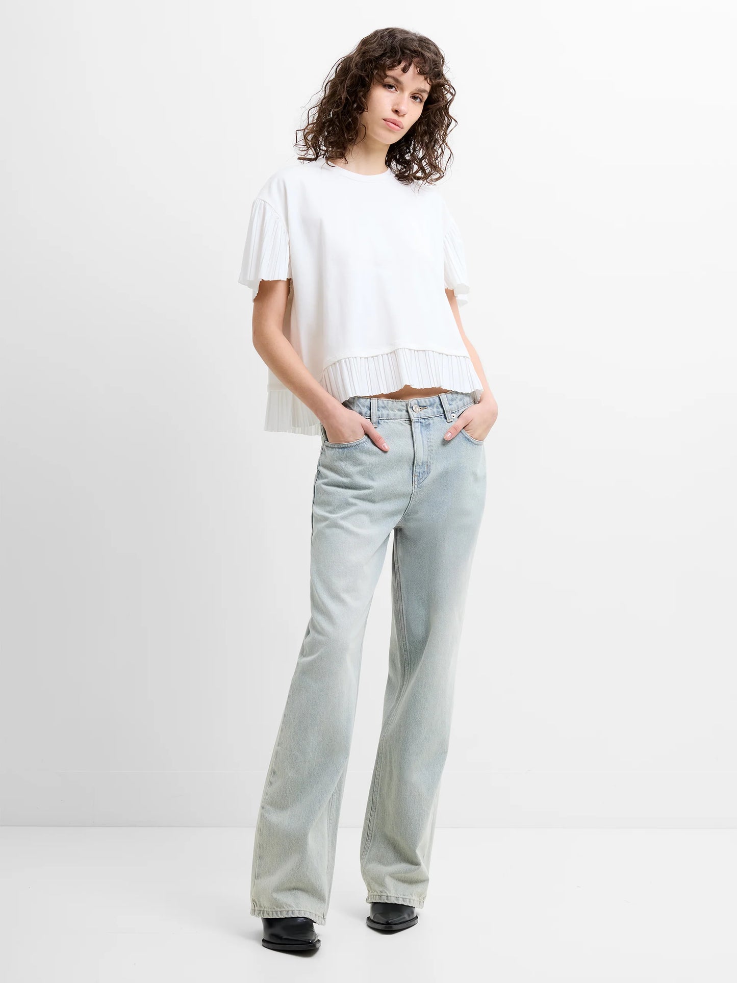 French Connection Rallie Plisse Trim T-Shirt