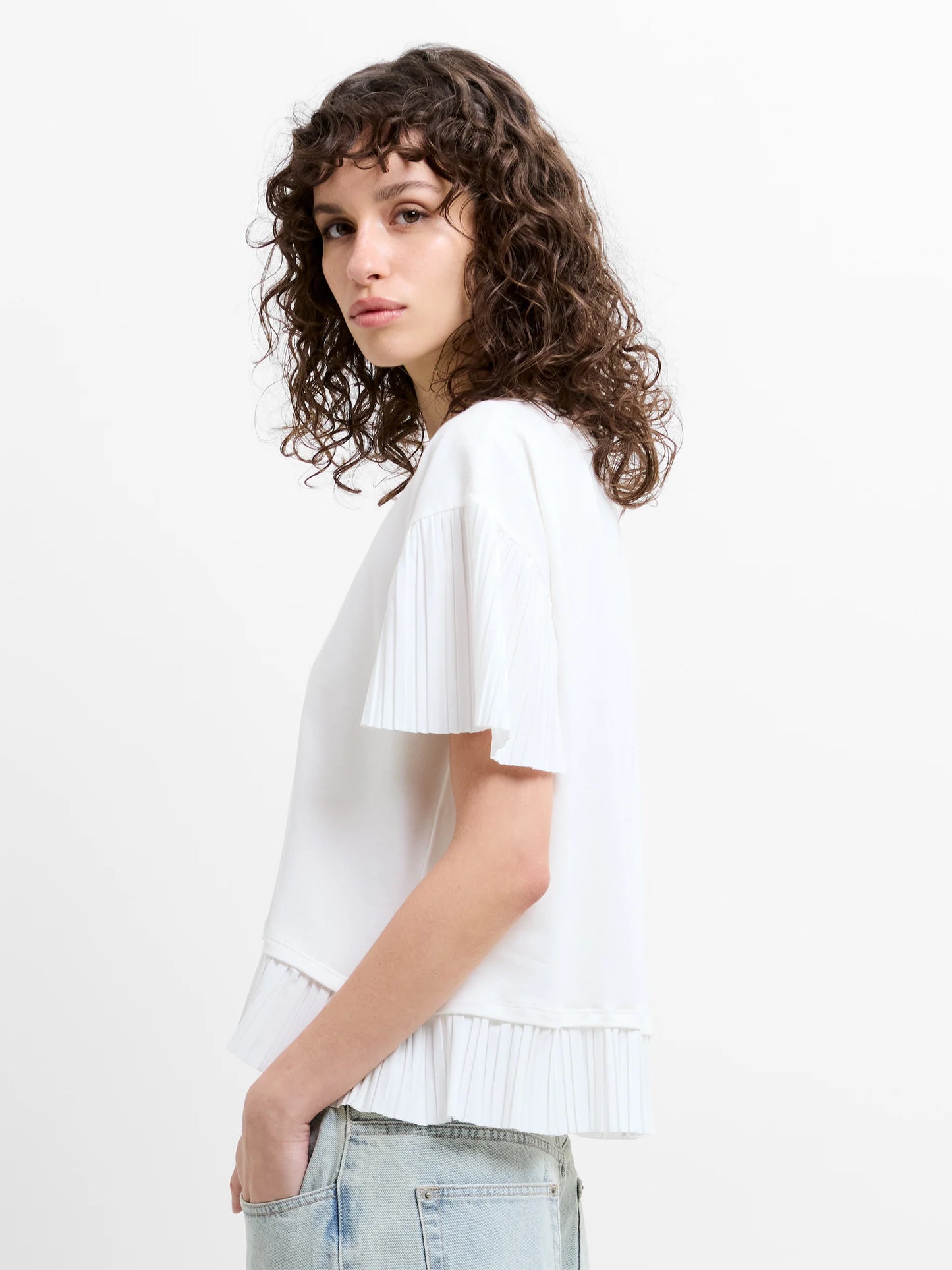 French Connection Rallie Plisse Trim T-Shirt