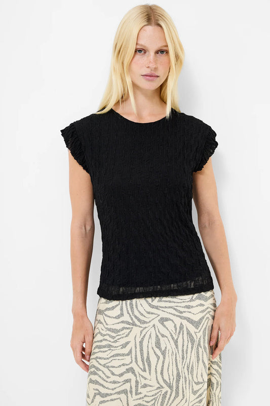 French Connection Wanda Textured Jersey Peplum Top