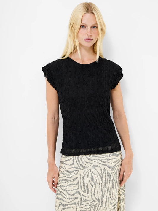 French Connection Wanda Textured Jersey Peplum Top