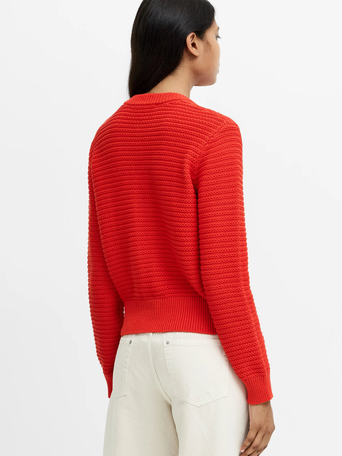 French Connection Lily Mozart Red Purl Knit Cardigan