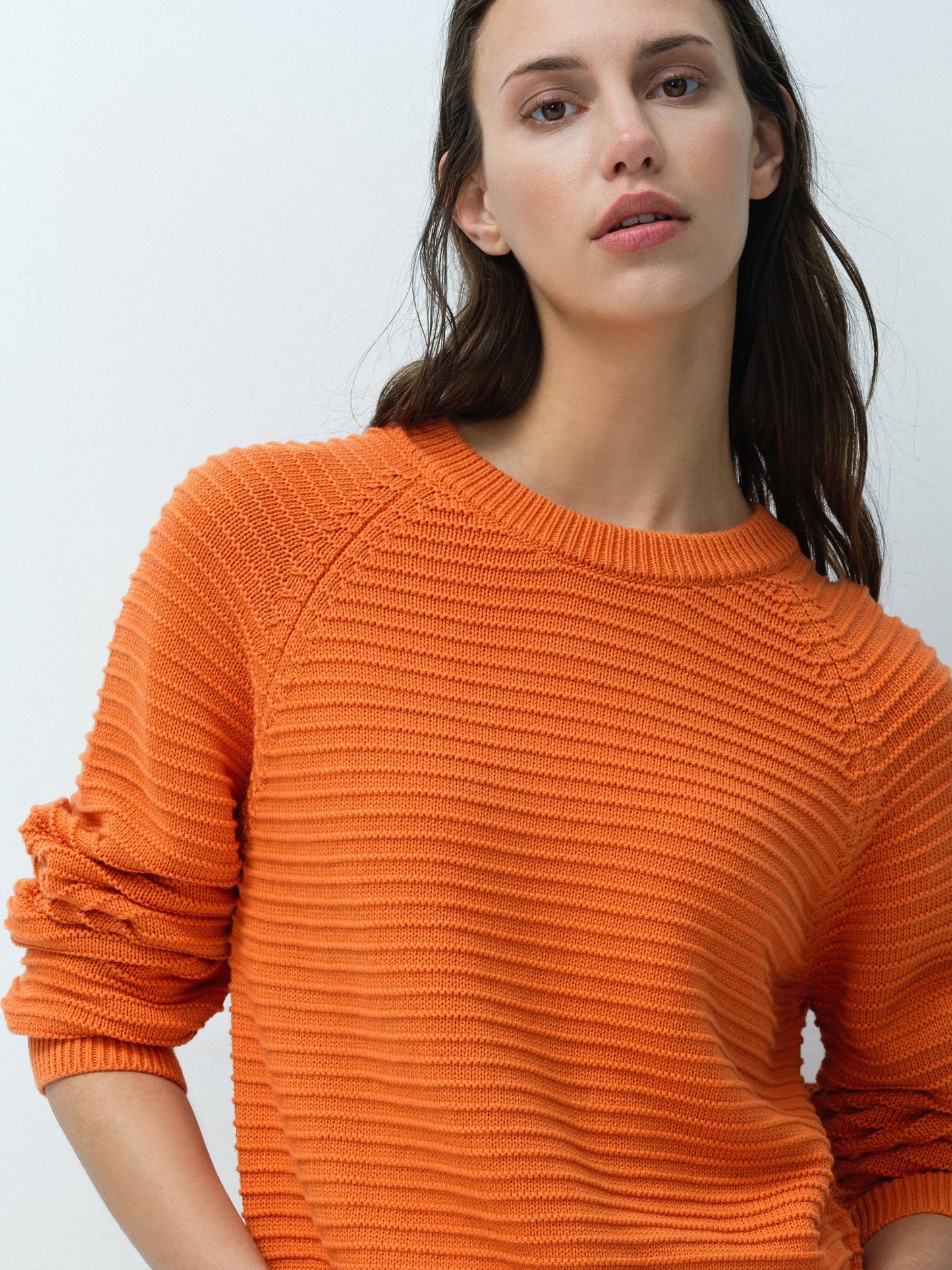 French Connection Lily Mozart Orange Purl Knit Jumper