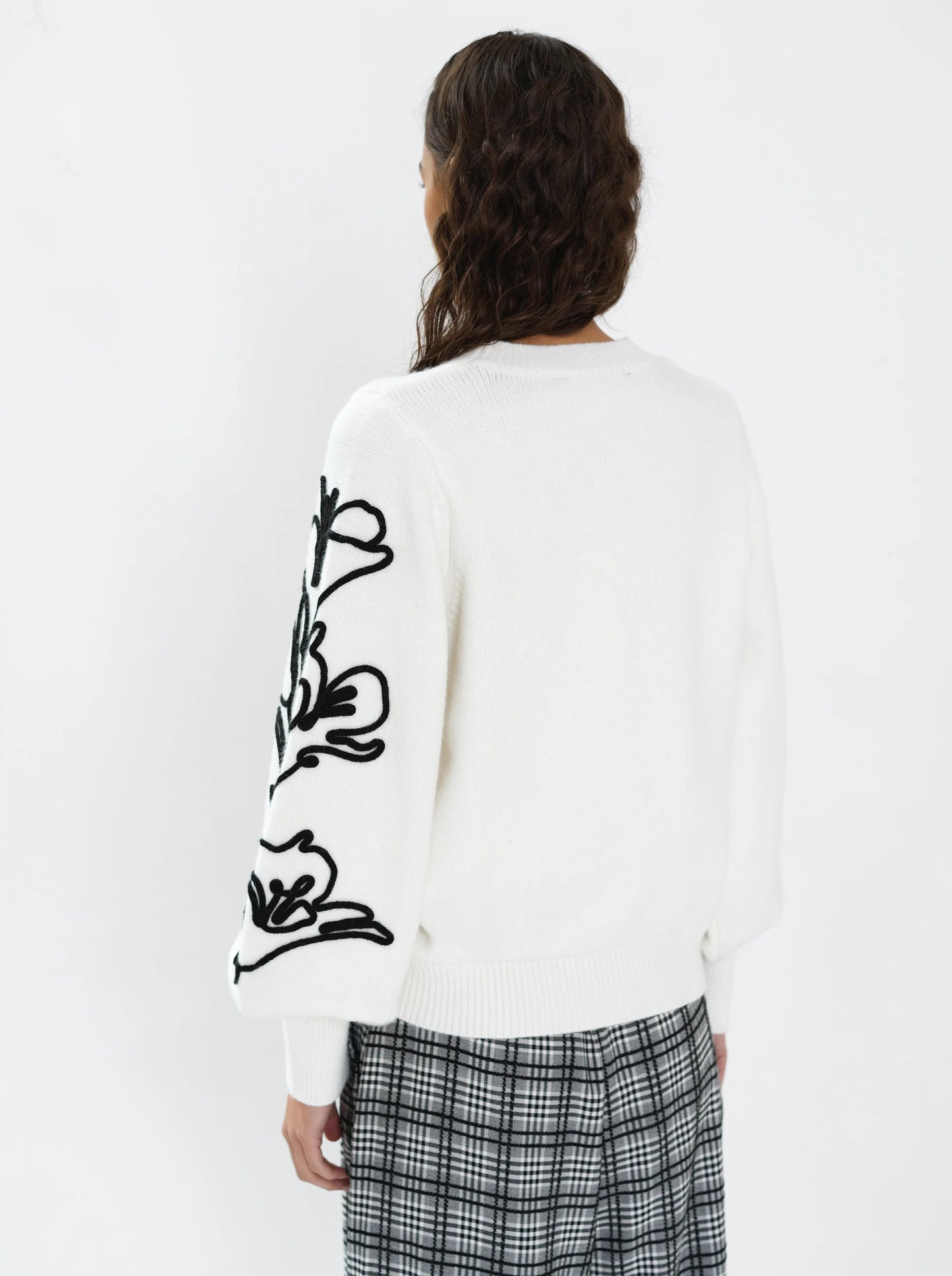 French Connection Patrice Floral Embroidered Sleeve Jumper