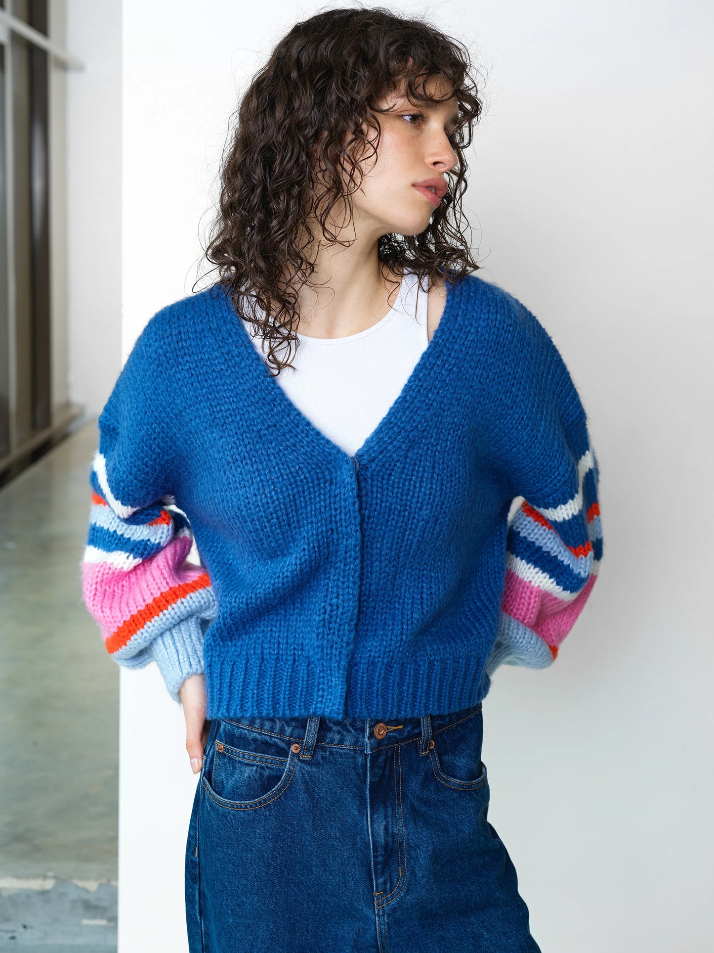 French Connection Monroe Colour Striped Sleeve Cardigan