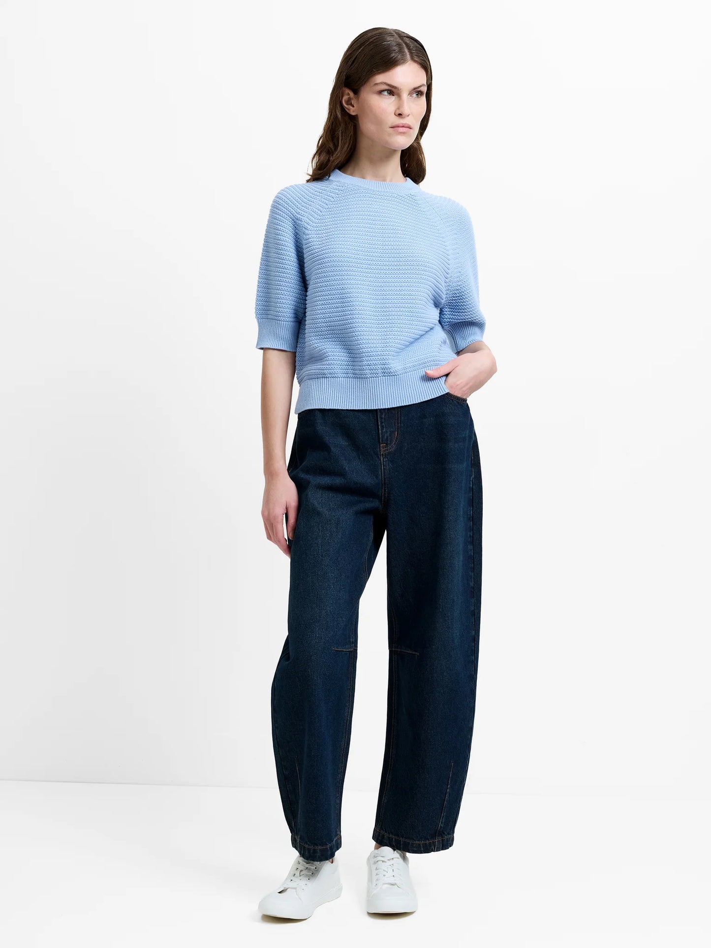 French Connection Lily Mozart Purl Knit Short Sleeve Jumper