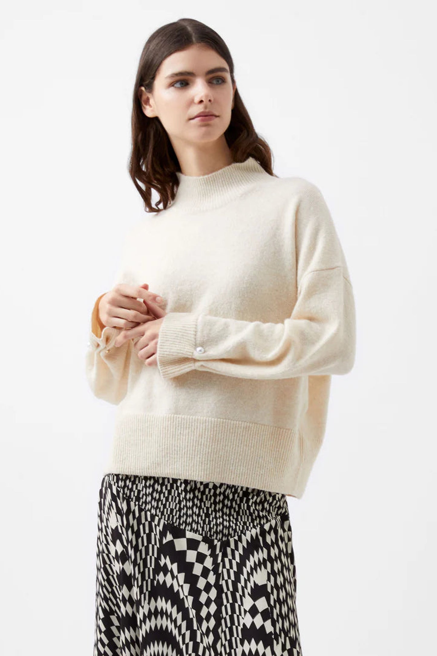 French Connection Kezia Recycled Pearl Cuff Detail Jumper