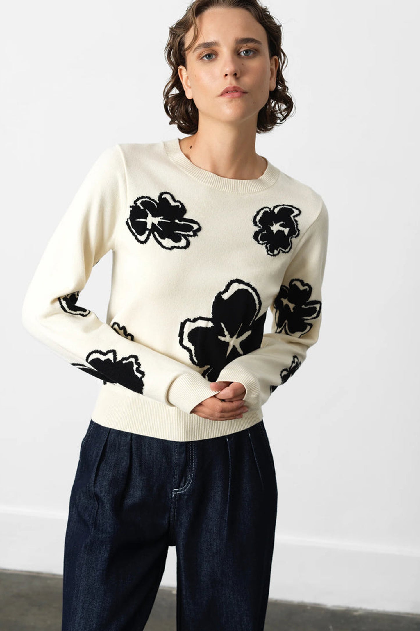 French Connection Paislee Floral Jacquard Jumper