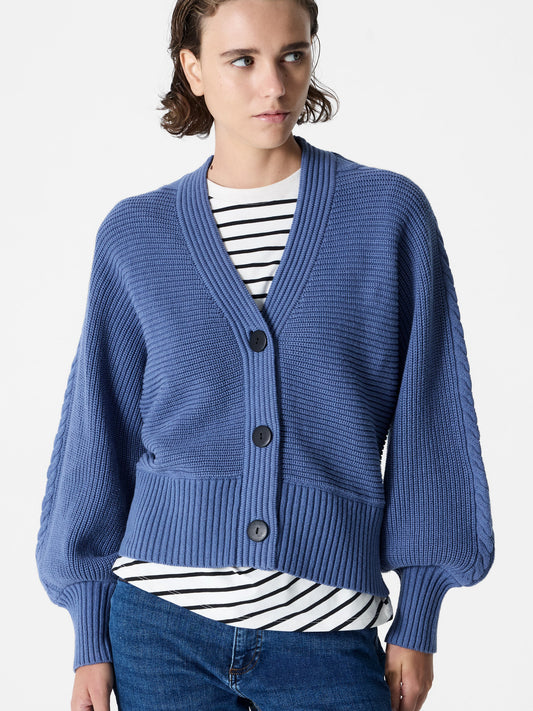 French Connection Tonia Knit V Neck Cable Sleeve Cardigan
