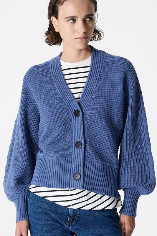 French Connection Tonia Knit V Neck Cable Sleeve Cardigan